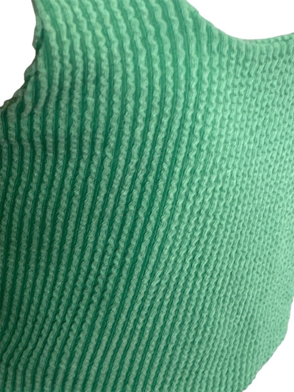 Green Ribbed Knit Cropped Tank - Picture 2 of 5